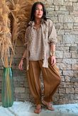 Nonni Gingham Poet Blouse Hazelnut